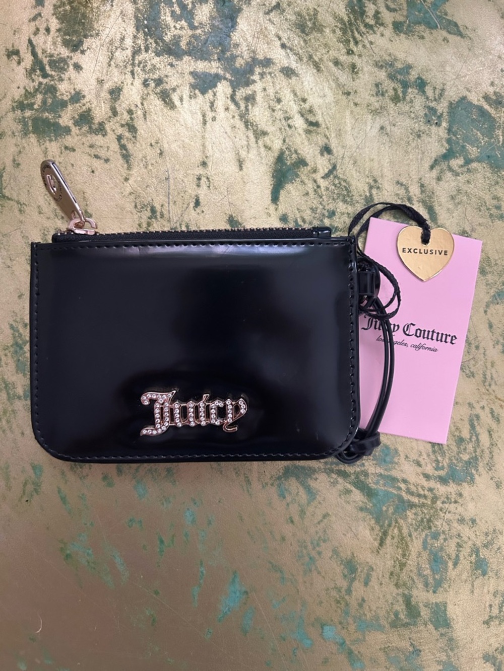 NWT Juicy Couture Black Patent Mini Wristlet - Picture 4 of 6